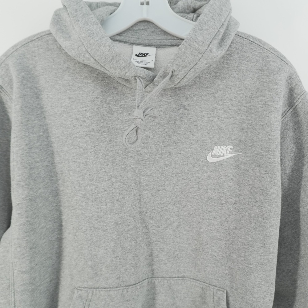 Nike Pullover Hoodie Mens Small Grey Sportswear Club Fleece Embroidered Logo